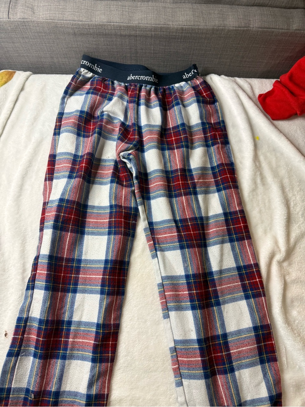 abercrombie kids Red, Blue & White Plaid Pajama Bottoms